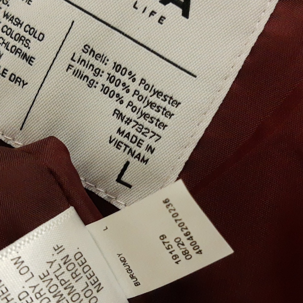 Sonoma Puffer Vest Quilted Lightweight Packable Jacket Maroon Red Large 12-14 - Picture 9 of 13
